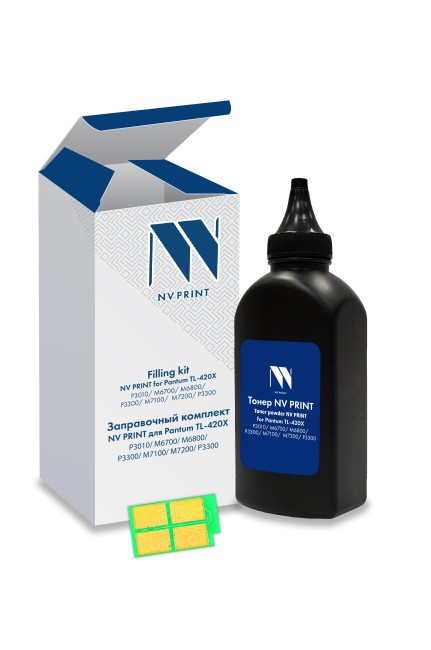 Заправочный комплект NV PRINT для Pantum TL-420X P3010, M6700, M6800, P3300, M7100, M7200, P3300 (тонер 200 г + чип многоразовый) совместимый