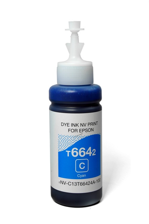 Чернила NV PRINT T6642 (C13T66424A) для Epson L100, L110, L120, L132, L200, L210, L222, L300, L312, L350, L355, L362, L366, L456, L550, L555, L566, L1300, L386, L486, L121, L3050, L3060, L3070, L364, L382,  L605, L655, L1455 (70 ml) Cyan совместимые
