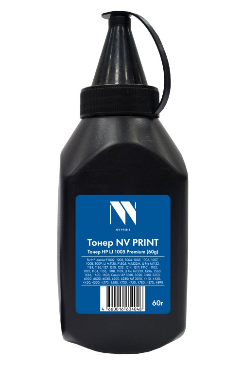 Тонер NVP для HP 1005 Premium (CB435A, CB436A,CE285A,CE278X) (60г) для HP LaserJet P1002, 1003, 1004, 1005, 1006, 1007, 1008, 1009 ,LJ-M1120, P1505, M1522M, LJ Pro M1132, 1134, 1136, 1137, 1210, 1212, 1214, 1217; P1101, 1102, 1103, 1104, 1106, 1108, 1109 